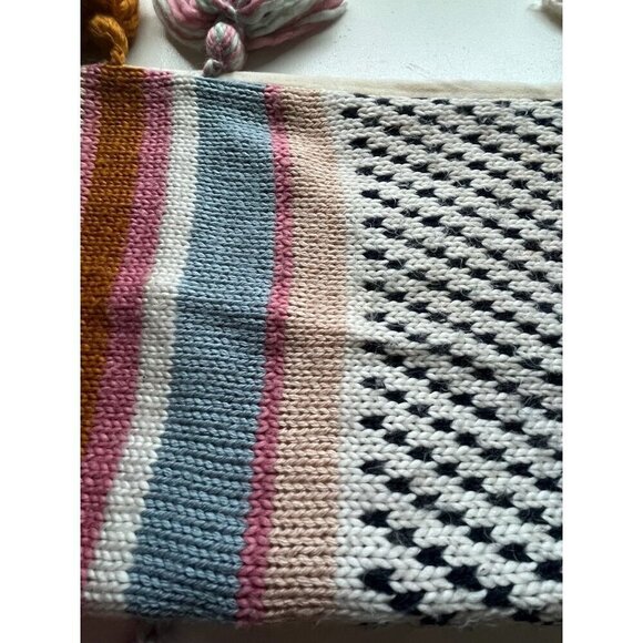 Boho Pillow Cover Chunky Knit Tassel Lumbar Folk Woven Rainbow Hippie Indie Chic - Picture 3 of 15